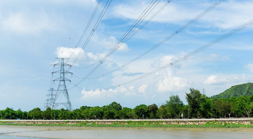 Tall power cables. Arlington.