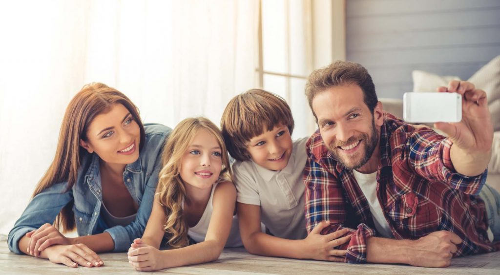 Happy family and two kids in Arlington