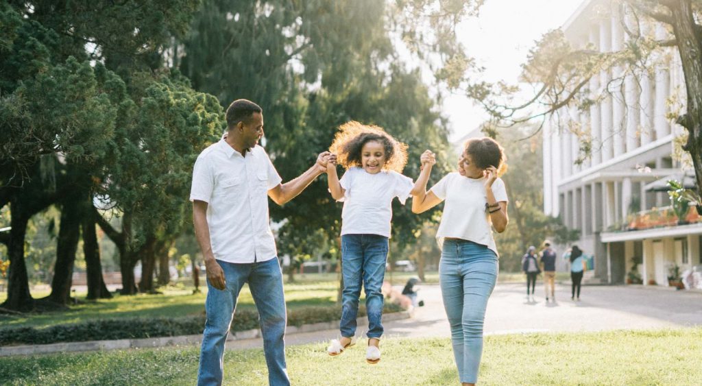 Happy family going for a walk - Longview