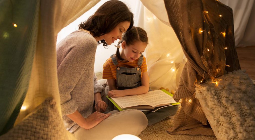 Mother and daughter in tent - New Electric Companies In Texas