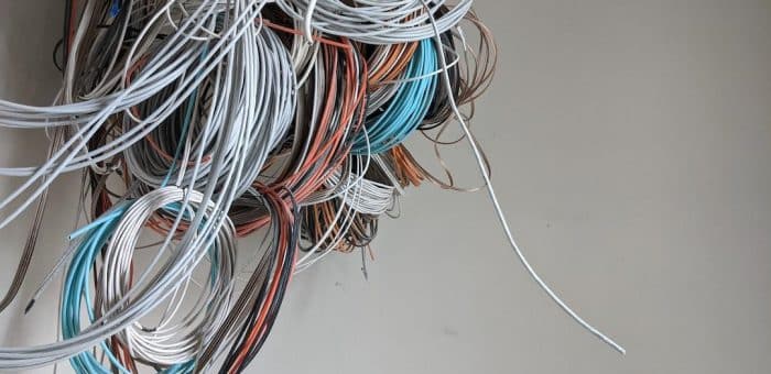 a bunch of different wires tangled up together
