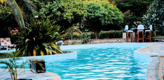 Backyard pool in a Texas home