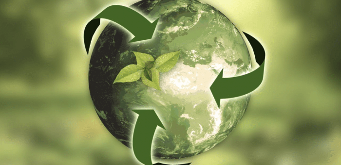 a clipart image of a green globe with a green background with arrows all around the globe