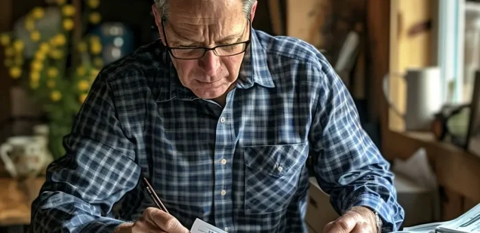 Customer reviewing current electricity plan contract.